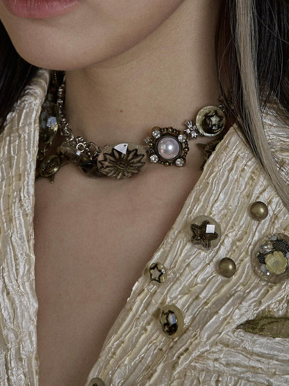 NO ROMANCE Vintage Punk Star Button Necklace For Women