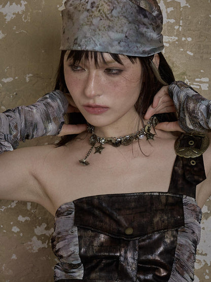 NO ROMANCE Vintage Punk Star Button Necklace For Women