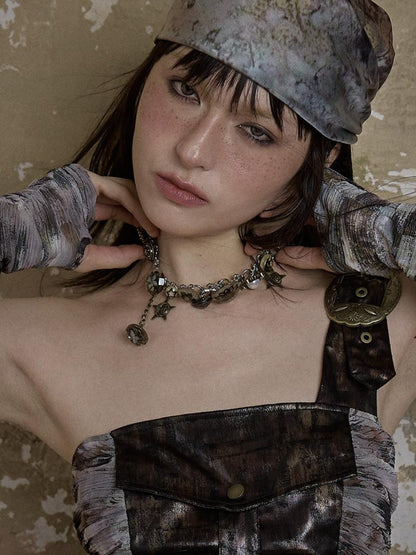 NO ROMANCE Vintage Punk Star Button Necklace For Women