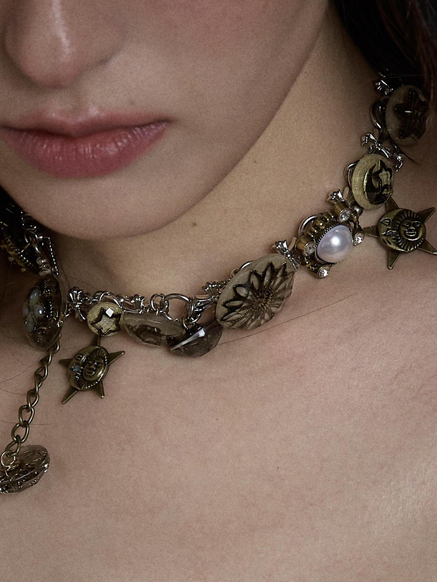 NO ROMANCE Vintage Punk Star Button Necklace For Women