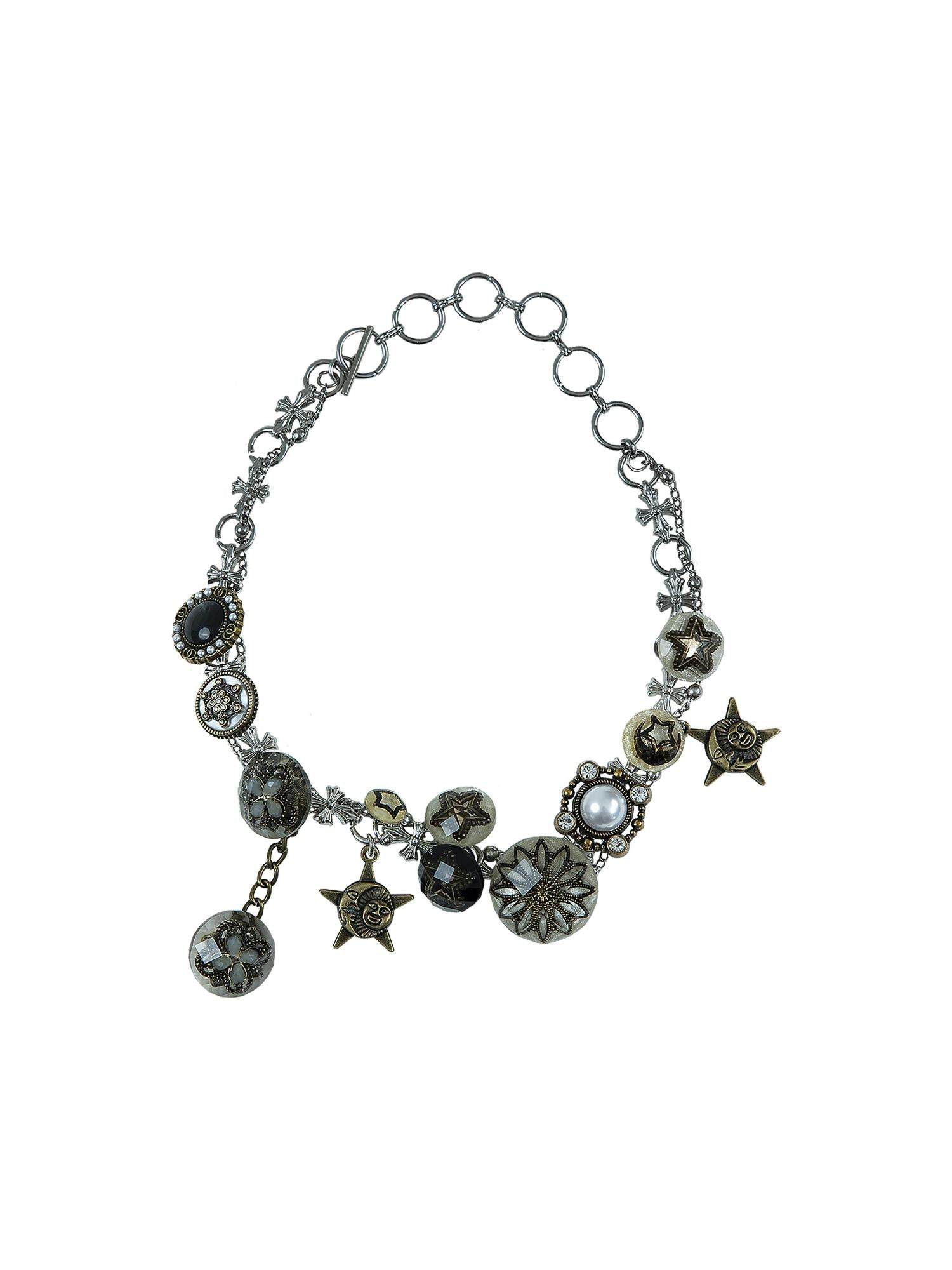 NO ROMANCE Vintage Punk Star Button Necklace For Women