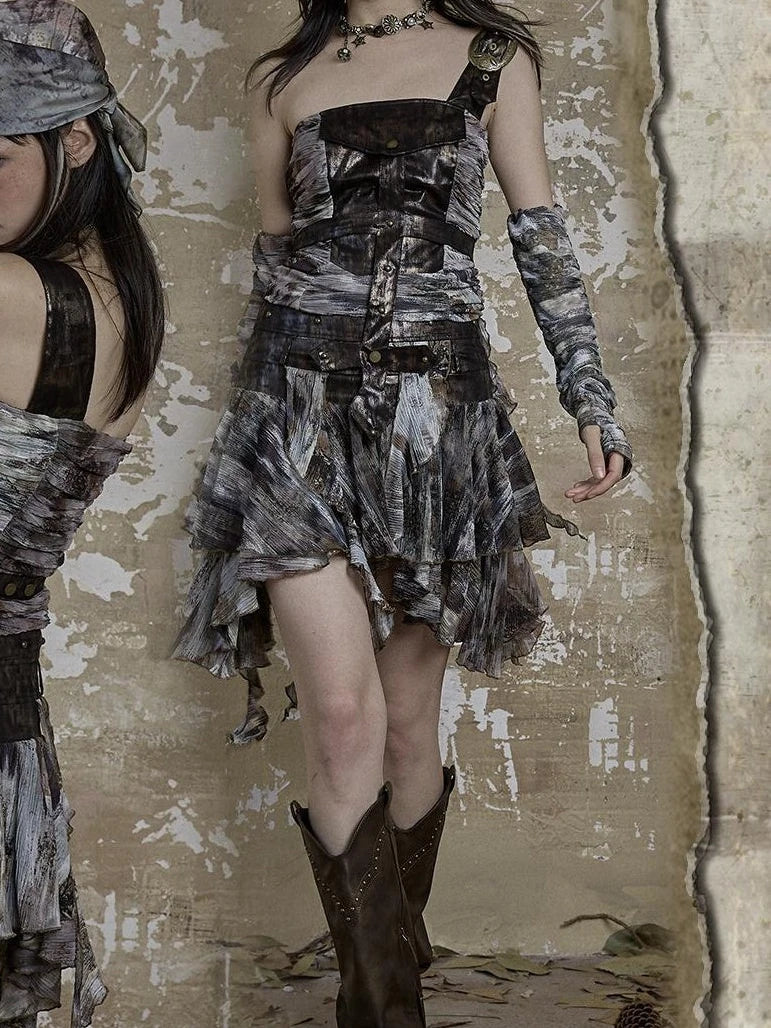 Vintage Punk Sweet Edgy Patchwork Corset Bandage Dresses