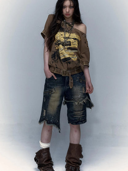 Vintage Denim Shorts  Punk Style