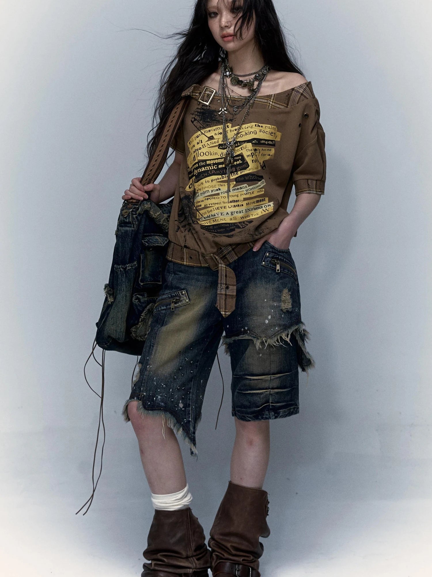 Vintage Denim Shorts  Punk Style