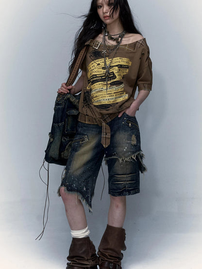 Vintage Denim Shorts  Punk Style