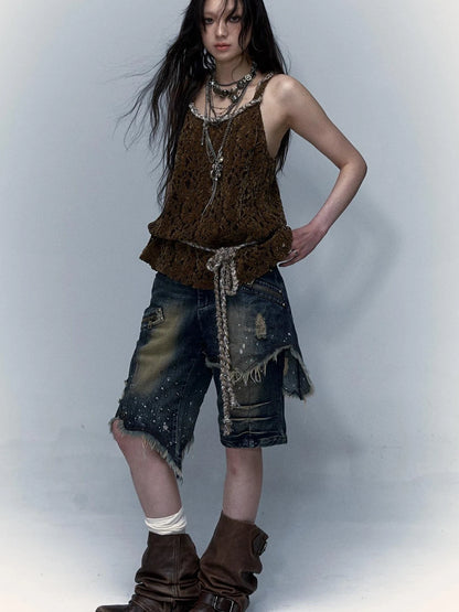 Vintage Denim Shorts  Punk Style