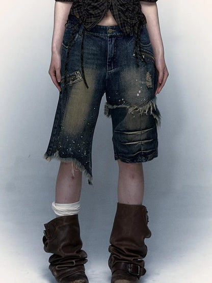 Vintage Denim Shorts  Punk Style