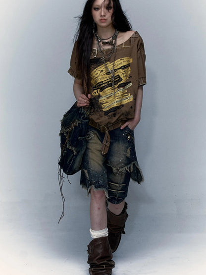 Vintage Denim Shorts  Punk Style