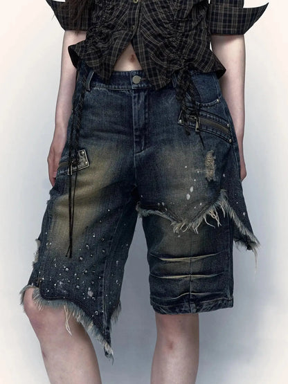 Vintage Denim Shorts 篓C Punk Style