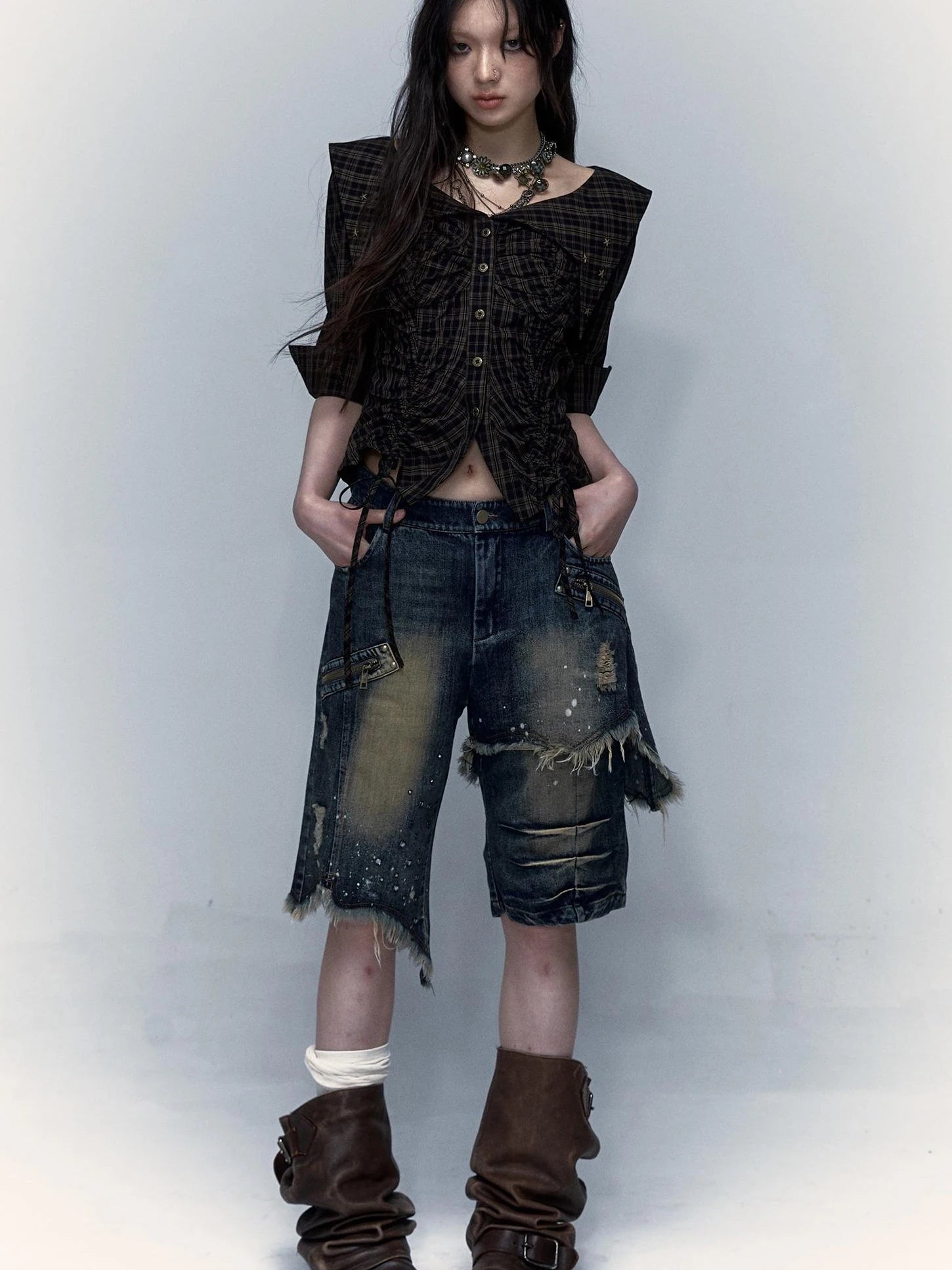 Vintage Denim Shorts  Punk Style