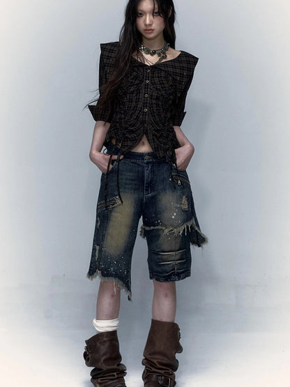 Vintage Denim Shorts  Punk Style