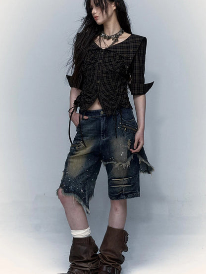 Vintage Denim Shorts  Punk Style