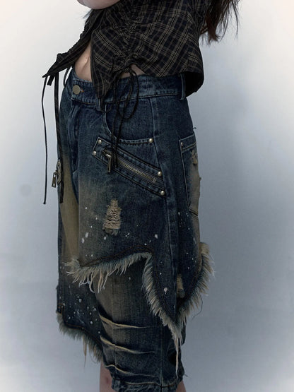 Vintage Denim Shorts  Punk Style