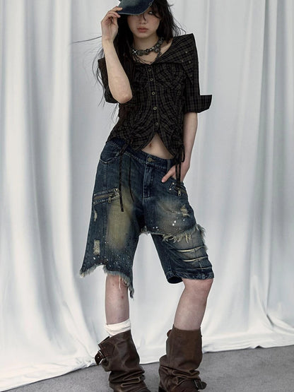 Vintage Denim Shorts  Punk Style
