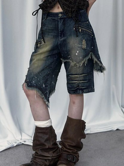 Vintage Denim Shorts  Punk Style