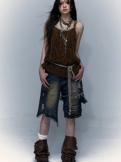 Vintage Denim Shorts  Punk Style