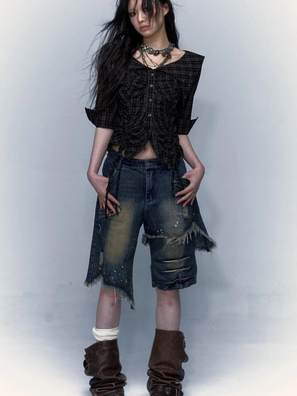 Vintage Denim Shorts  Punk Style
