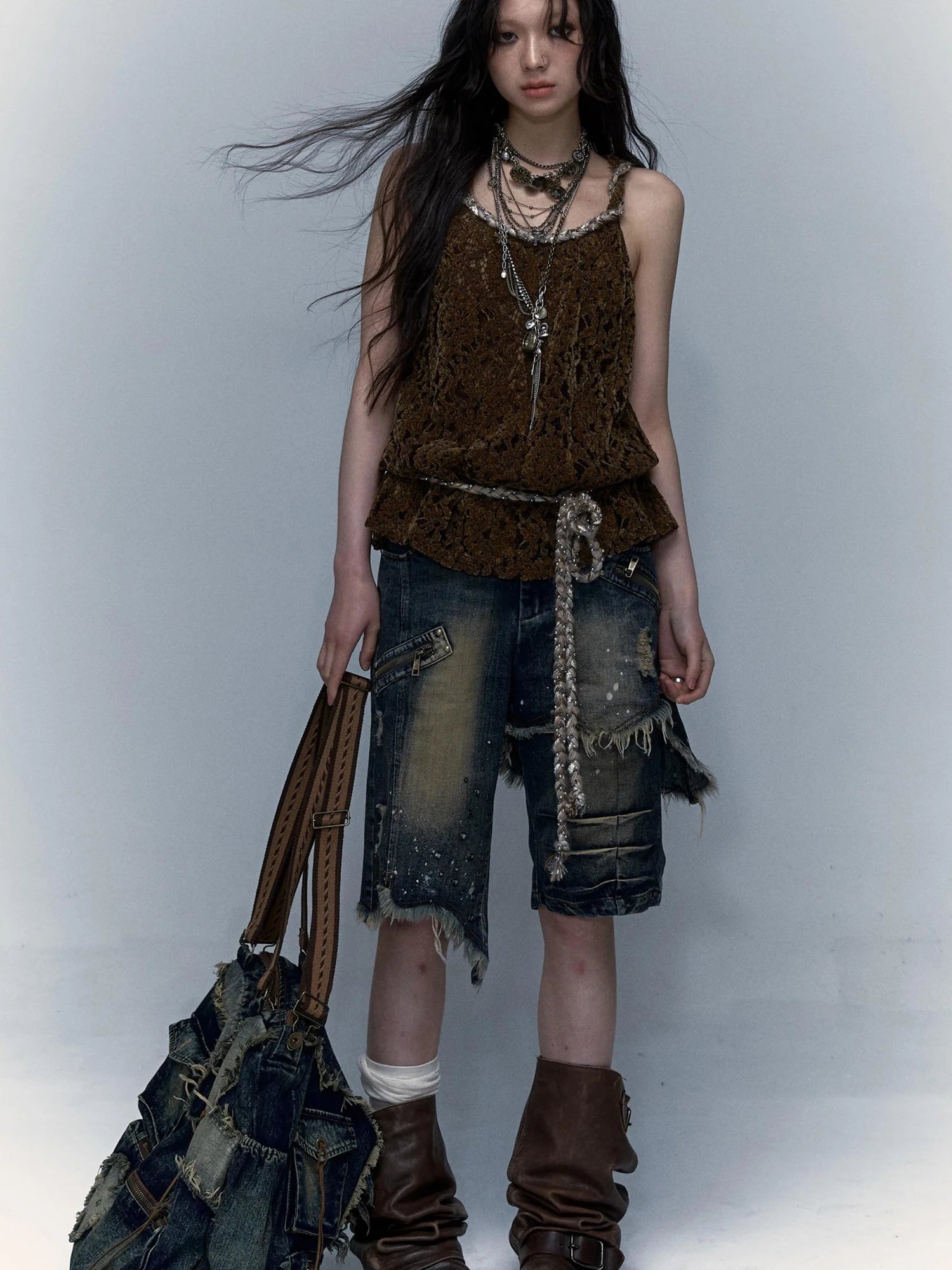 Vintage Denim Shorts  Punk Style