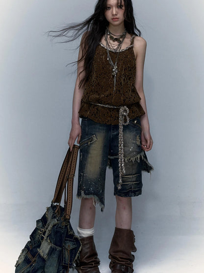 Vintage Denim Shorts  Punk Style