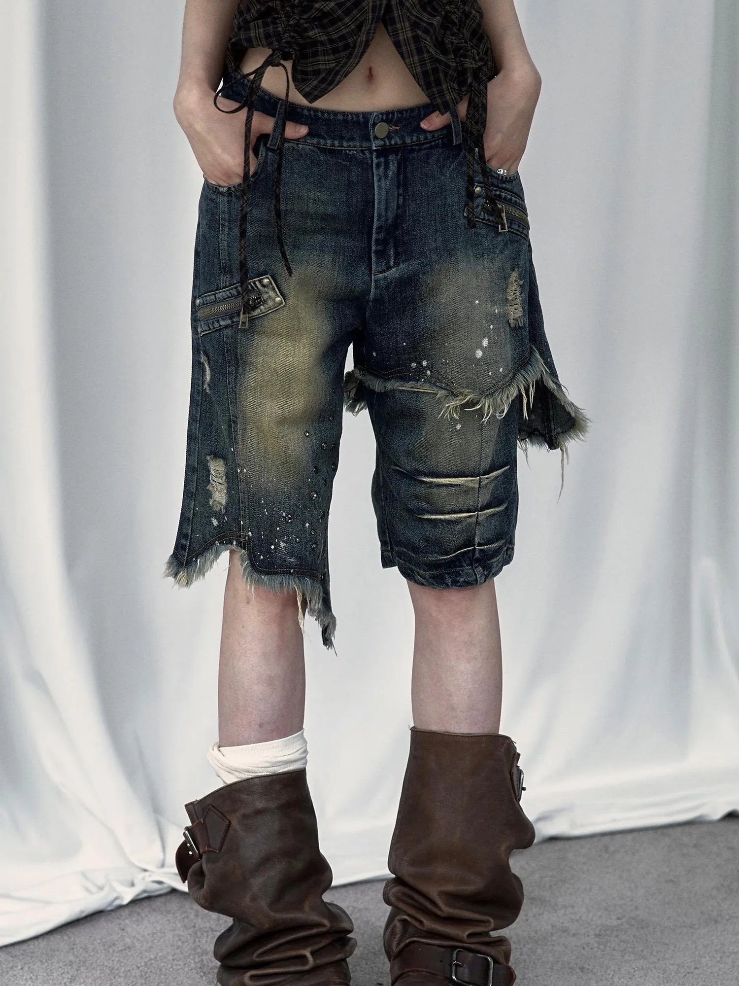 Vintage Denim Shorts  Punk Style