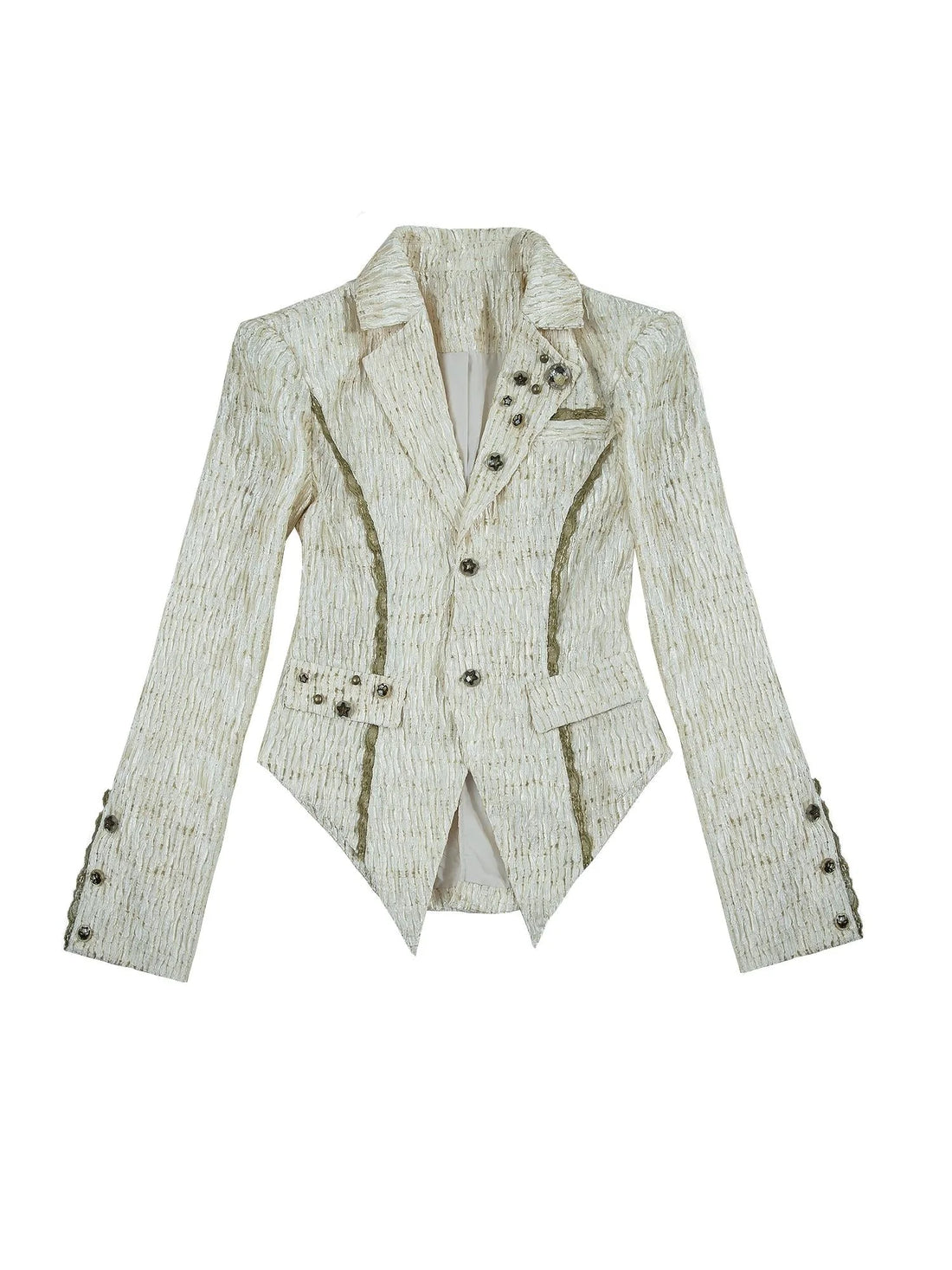 Vintage Royal Short Satin Blazer With 3D Buttons Jacket