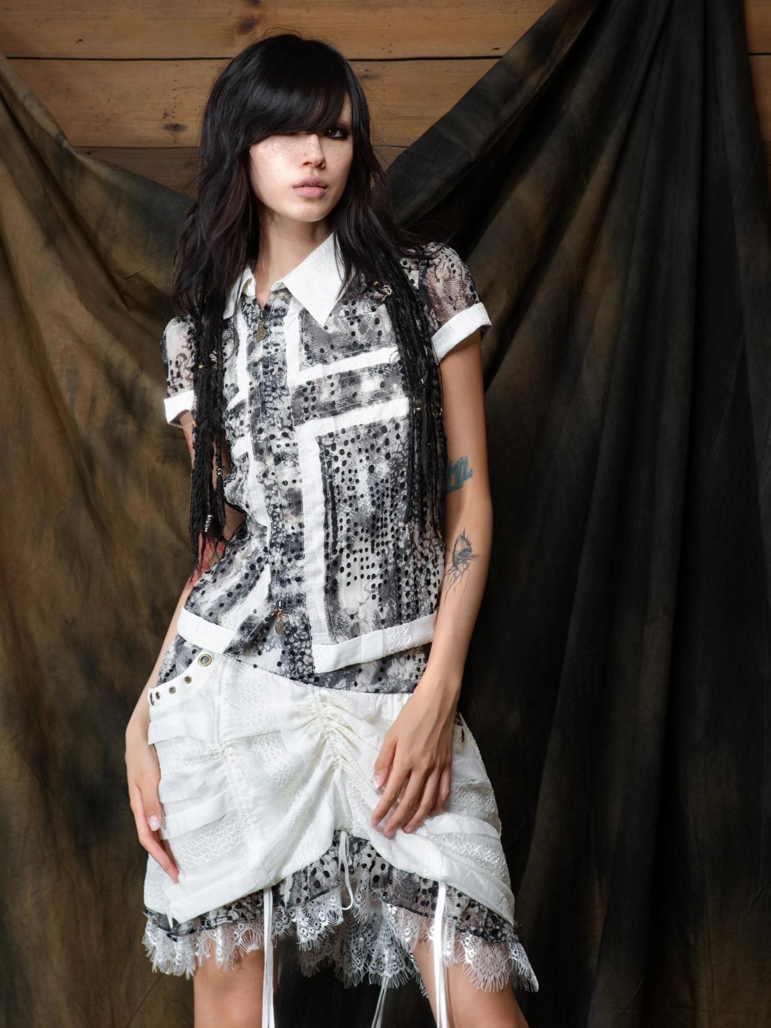 Vintage Sheer Cross Chiffon Backless Blouse