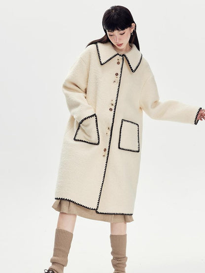 DIDDI MODA Vintage Shell Embroidered Wool Coat