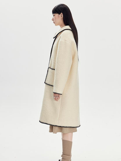 DIDDI MODA Vintage Shell Embroidered Wool Coat