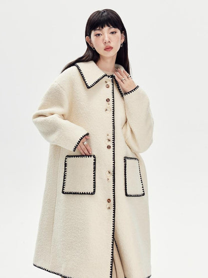 DIDDI MODA Vintage Shell Embroidered Wool Coat