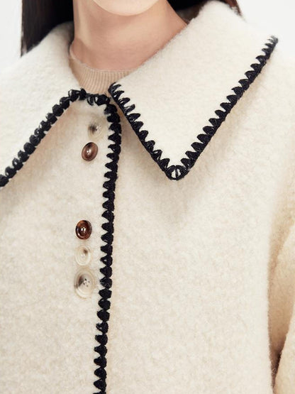 DIDDI MODA Vintage Shell Embroidered Wool Coat