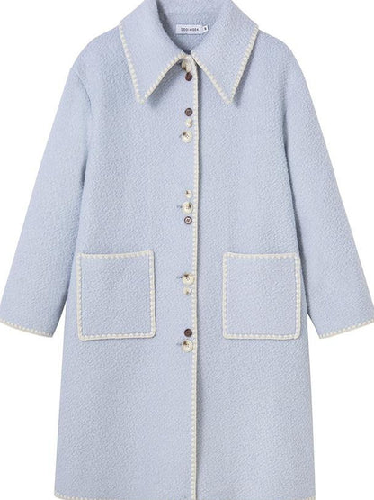 DIDDI MODA Vintage Shell Embroidered Wool Coat