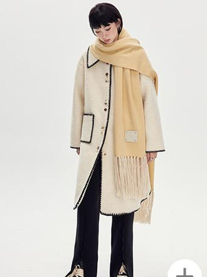 DIDDI MODA Vintage Shell Embroidered Wool Coat