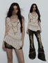 Vintage Shell Necklace Handmade Lace Trim Camisole Top