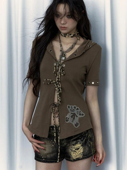 Vintage Steampunk Distressed Button Necklace Waist Chain