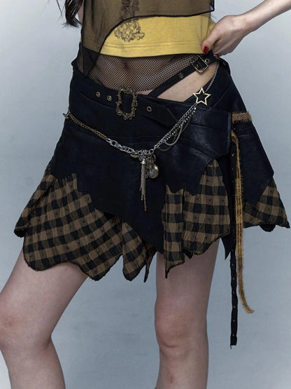 Vintage Steampunk Distressed Button Necklace Waist Chain