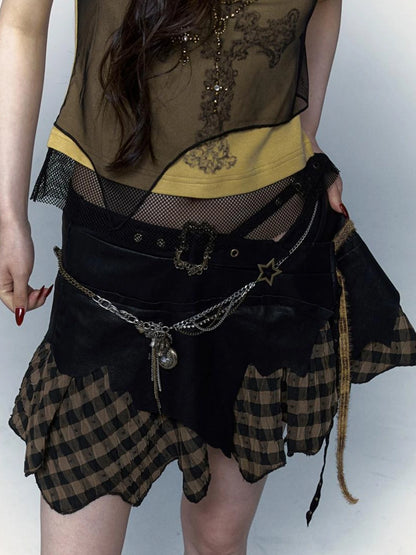 Vintage Steampunk Distressed Button Necklace Waist Chain
