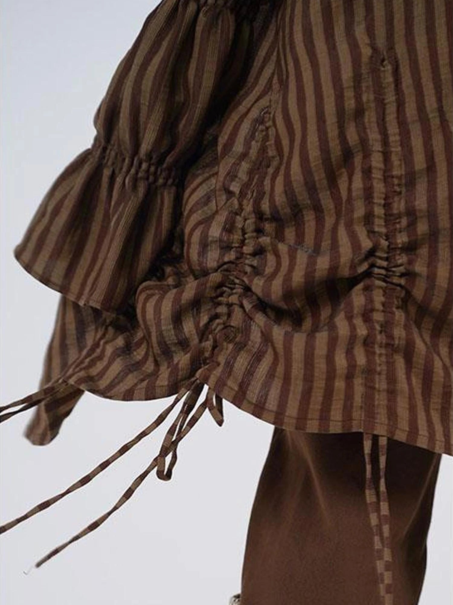 Vintage Stripe Coffee Brown Shirt Dress