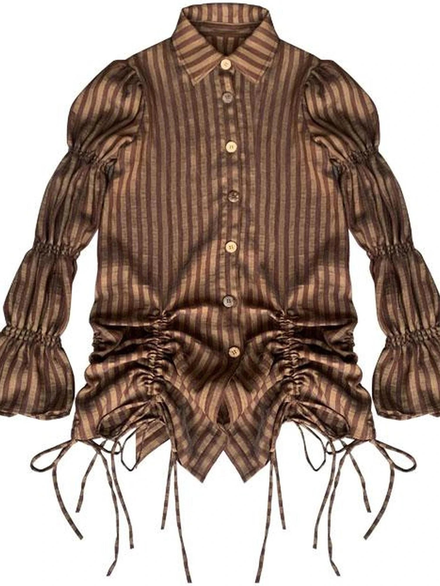 Vintage Stripe Coffee Brown Shirt Dress