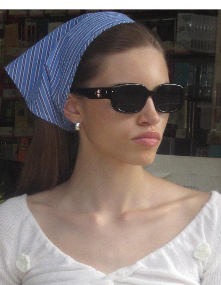Vintage Striped Triangle Headscarf