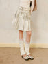 DIDDI MODA Vintage Washed Denim A Line Pleated Skirt