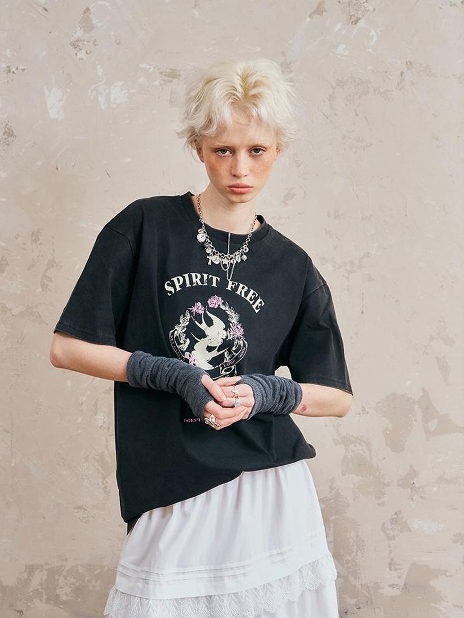 DIDDI MODA Vintage Washed Double Swallow Relaxed Tee
