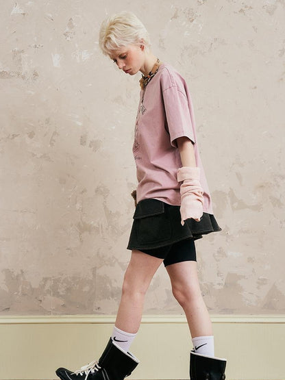 DIDDI MODA Vintage Washed Double Swallow Relaxed Tee