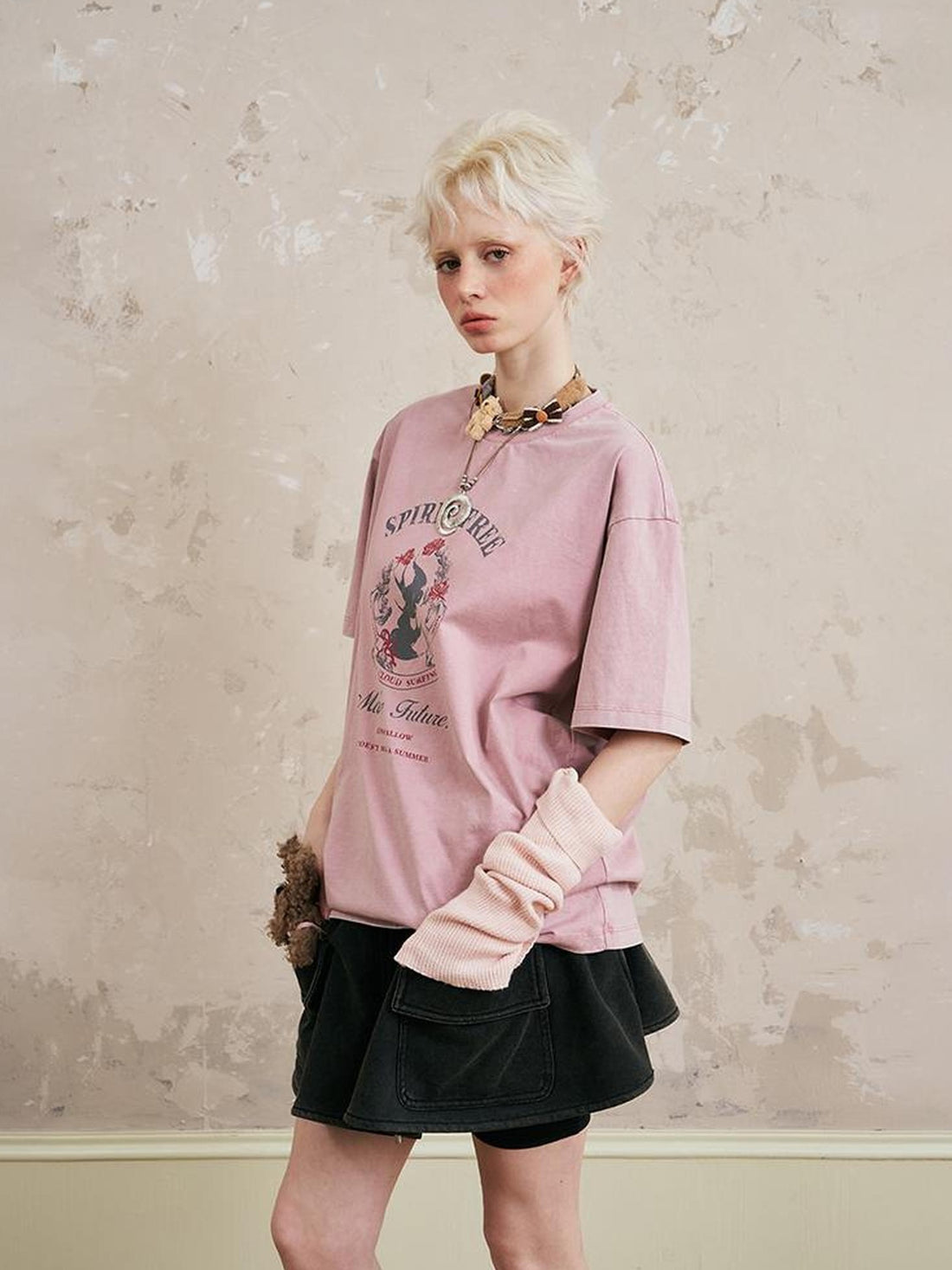 DIDDI MODA Vintage Washed Double Swallow Relaxed Tee