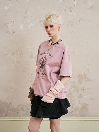 DIDDI MODA Vintage Washed Double Swallow Relaxed Tee