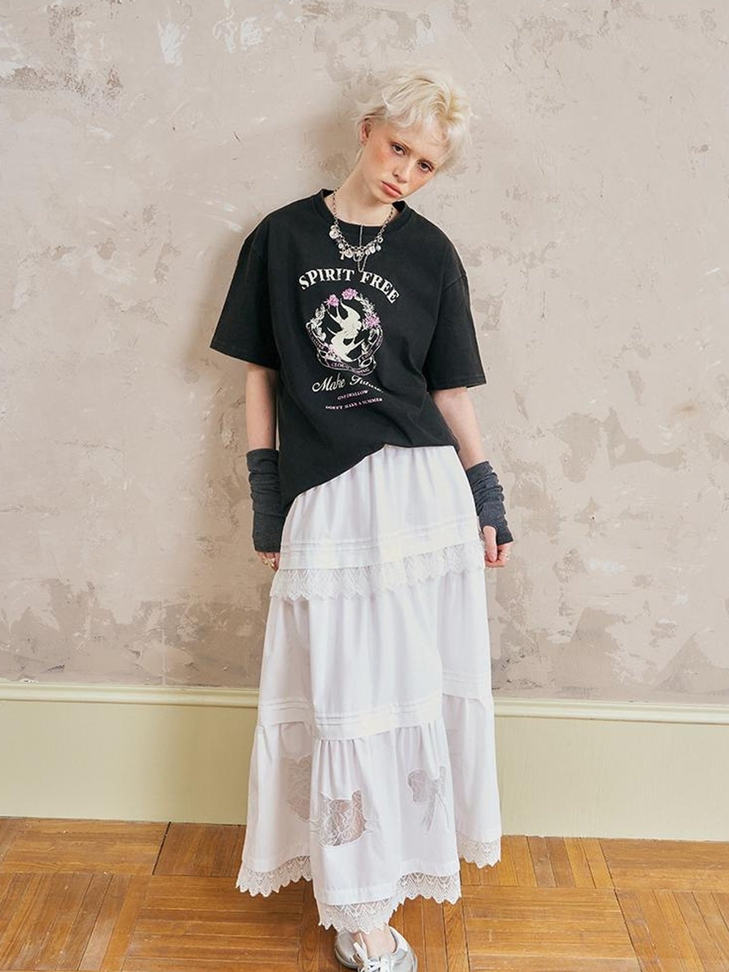 DIDDI MODA Vintage Washed Double Swallow Relaxed Tee