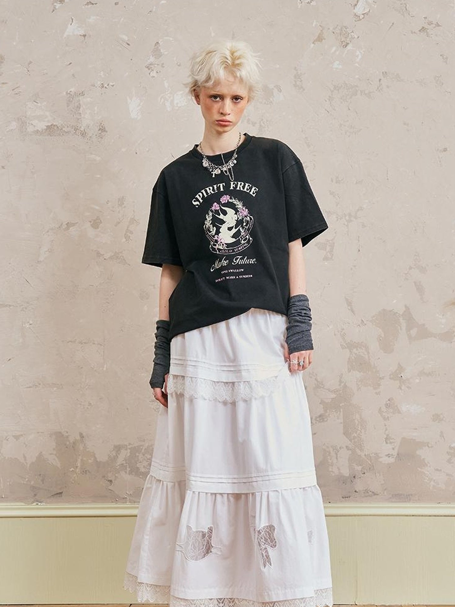 DIDDI MODA Vintage Washed Double Swallow Relaxed Tee