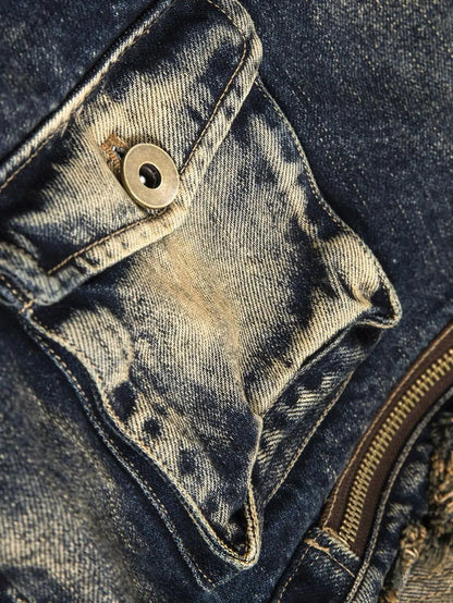 Vintage Washed Heavy Duty Denim Crossbody Shoulder Bag
