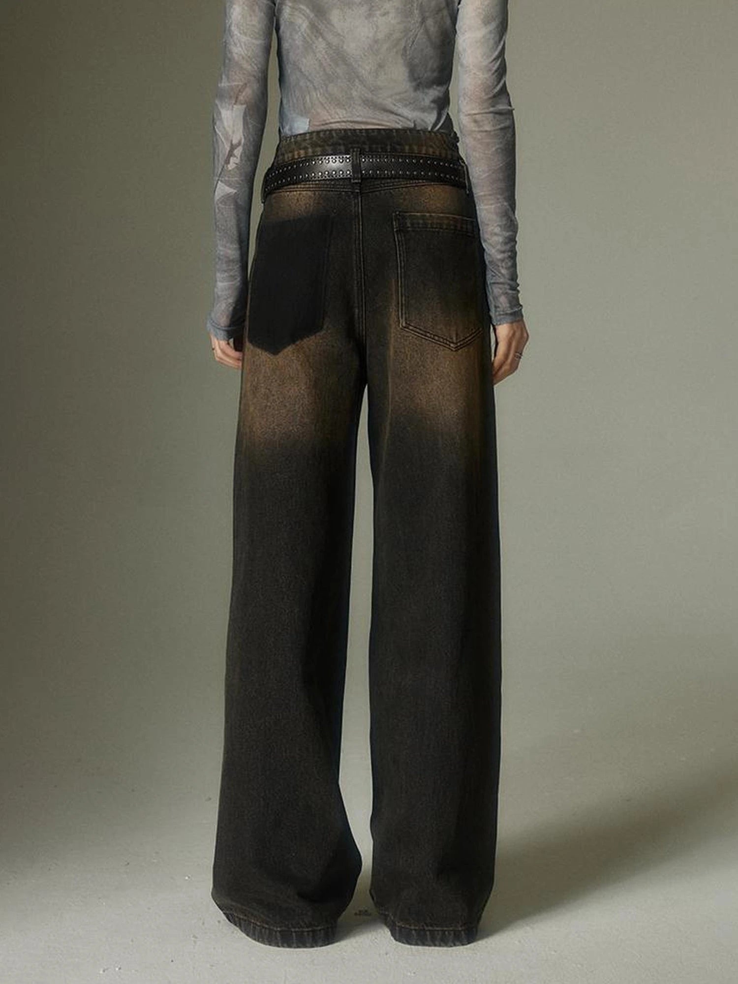 Vintage Washed High Street Wide Leg Jeans