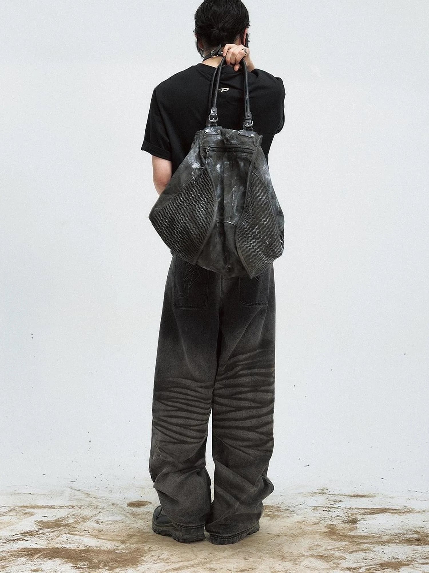 Vintage Washed Loose Straight Gradient Jeans