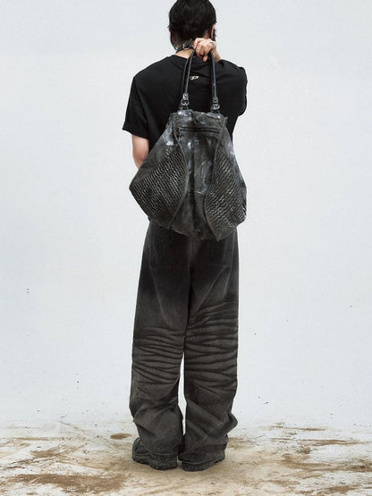 Vintage Washed Loose Straight Gradient Jeans